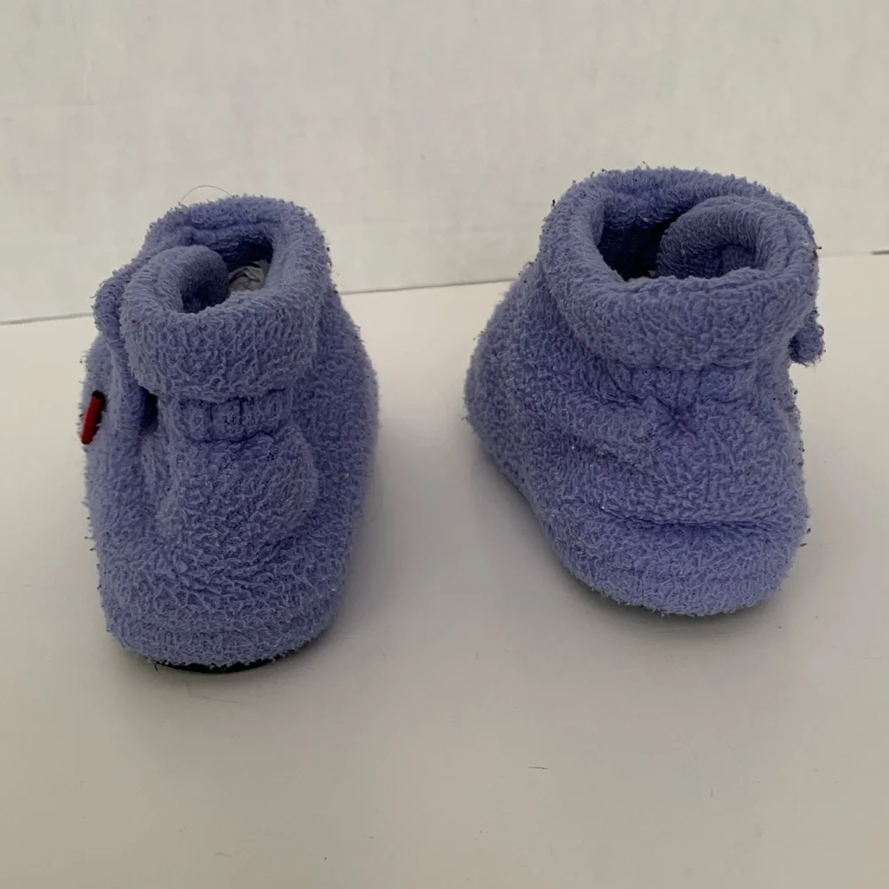 VTG Old Navy Slippers Booties Girls 2T Blue Rubber Soles Fleece Soft Cozy Warm